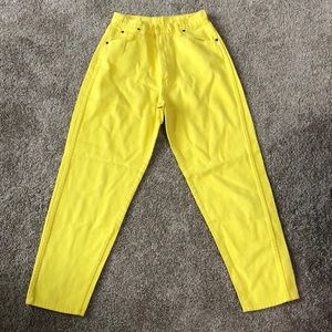 Vintage high-waisted Highlighter yellow jeans